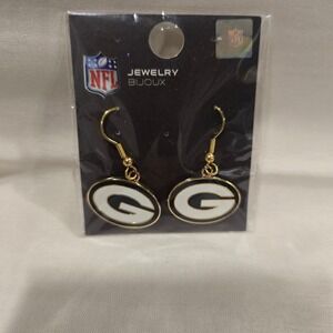 WinCraft Green Bay Packers NFL Dangle Earrings Gold Tone Logo Jewelry Bijoux